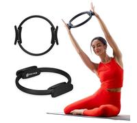 Gaiam - Fitness Circle - Anneau de Pilates, poignées rembourrées en mousse légère et durable, équipement de résistance flexible pour les bras, les cuisses/jambes et le tronc, 38 cm, noir