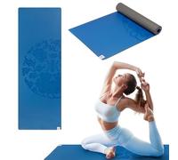 Gaiam Tapis de yoga - Tapis de yoga antidérapant de qualité supérieure 5 mm d'épaisseur pour yoga chaud, pilates et entraînements au sol (172,7 cm (L) x 61 cm (l) x 5 mm) - Bleu