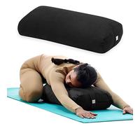 Gaiam Traversin de Yoga - Long Coussin de méditation rectangulaire - Coussin de Soutien pour Yoga réparateur et Assise sur Le Sol - Poignée de Transport intégrée - Housse Lavable en Machine - Noir