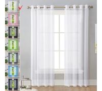 GAIFNAG Blanc Voilage à Oeillet Rideau Semi 270 x 175 cm 100% Polyester/Transparent Intérieurs Rideaux Opaque, Rideau Occultant pour Mariage de Noël Chambre, Blanc
