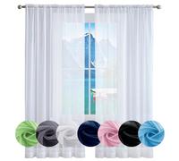 GAIFNAG Blanc Voilage à Oeillet Rideau Semi 80 x 110 cm Isolation Lumiere Anti UV Decoration Occultant Rideau Chambre pour Porte Fenetre Dressing Salon, Blanc