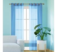 GAIFNAG Blanc Voilage à Oeillet Rideau Semi 80 x 220 cm 100% Polyester/Transparent Intérieurs Rideau Thermique Isolant Anti Froid pour Chambre Fenêtre Salon Coucher, Bleu Ciel