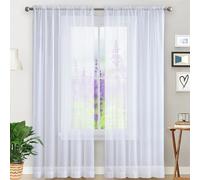 GAIFNAG Blanc Voilage à Oeillet Rideau Semi 90 x 140 cm Isolation Lumiere Anti UV Decoration Rideau Fil de Porte Contre Insectes pour Chambre Fenêtre Salon Coucher, Blanc