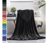 GAIFNAG Couverture, Couverture Plaid Polaire Flanelle 150 x 250 cm Isponible en Plusieures Couleurs Élégantes Plaid Doux et Confortable Parfaite comme Couverture d'hiver Ou Cadeau, Noir