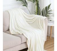 GAIFNAG Couverture en Coton Extra Doux, Plaid 150 x 250 cm Isponible en Plusieures Couleurs Élégantes Jete de Canape Grande Taille Parfaite comme Couverture d'hiver Ou Cadeau, Couleur Crème