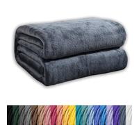 GAIFNAG Couverture en Coton Extra Doux, Plaid 160 x 220 cm Flanelle Doux et Chaud, Lavable et Parfaite Jeté de Canapé Polaire Couverture Lit pour Le Lit, Le Canapé, Le Sofa, Lit et Salon, Gris Foncé