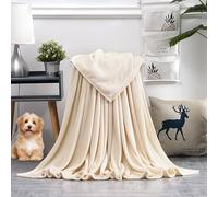 GAIFNAG Couverture en Coton Extra Doux, Plaid 70 x 120 cm Isponible en Plusieures Couleurs Élégantes Jeté de Canapé Polaire Couverture Lit pour Femme, Homme, Enfant, Animal, Famille, Couleur Crème
