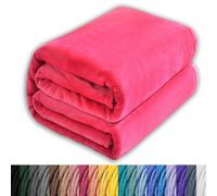 GAIFNAG Couverture en Peluche pour Le Canapé 120 x 250 cm Flanelle Doux et Chaud, Lavable et Parfaite Heavy Weighted Blanket pour Femme, Homme, Animal, Famille, Rose Rouge