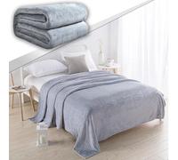 GAIFNAG Plaid Douillet, Flanelle Couverture Polaire 120 x 220 cm Isponible en Plusieures Couleurs Élégantes Couvre-Lit Multi-Usages Canapé pour Le Lit, Le Canapé, Le Sofa, Lit et Salon, Gris Clair