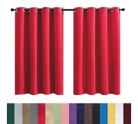 GAIFNAG Rideau à Oeillets, Lot de 1 Rideaux 180 x 160 cm Bloquer Lumiere, Rideau Phonique Anti Bruit Anti Froid Rideaux Balcon Fenêtre Cuisine pour Mariage de Noël Chambre, Rouge