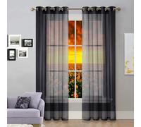 GAIFNAG Rideau Décoratif à Œillets Argentés 200 x 110 cm 100% Polyester/Transparent Intérieurs avec Oeillets Rideaux en Lin pour Mariage de Noël Chambre, Noir