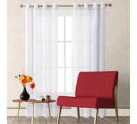 GAIFNAG Rideau Décoratif à Œillets Argentés 200 x 240 cm 100% Polyester/Transparent Intérieurs Rideau Thermique Isolant Anti Froid pour Porte Fenetre Dressing Salon, Blanc
