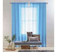 GAIFNAG Rideau Décoratif à Œillets Argentés 220 x 160 cm Décoration de Fenêtre/Lavable Rideau Fenetre, Rideau Occultant Blanc - Rideaux pour Mariage de Noël Chambre, Bleu Ciel