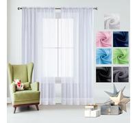 GAIFNAG Rideau Décoratif à Œillets Argentés 90 x 180 cm Décoration de Fenêtre/Lavable Rideaux Anti Froid, Rideau Occultant avec Œillets pour Porte Fenetre Dressing Salon, Blanc