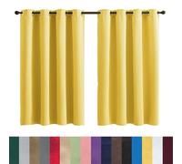 GAIFNAG Rideau Occultant à Oeillets 80 x 240 cm 100% Polyester/Décoration/Anti Bruit/Lavable avec Oeillets Rideaux en Lin pour Mariage de Noël Chambre, Jaune