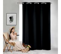 GAIFNAG Rideau Occultant Blanc - Rideaux 220 x 250 cm Opaque à Oeillets Isolation Lumiere Anti UV Decoration Effet Lin Rideau Transparent pour Mariage de Noël Chambre, Noir