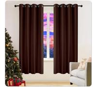 GAIFNAG Rideau Occultant - Rideaux Thermique 100 x 200 cm Bloquer Lumiere, Rideau Phonique Anti Bruit Anti Froid Thermique Draperies à Oeillets pour Porte Fenetre Dressing Salon, Marron
