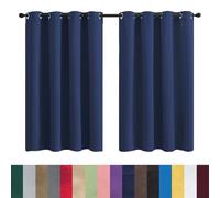 GAIFNAG Rideau Occultant - Rideaux Thermique 80 x 70 cm Opaque à Oeillets Isolation Lumiere Anti UV Decoration Translucide avec Oeillets Rideaux Modernes pour Porte Fenetre Dressing Salon, Bleu Foncé