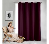 GAIFNAG Rideau Occultant Salon 200 x 220 cm Bloquer Lumiere, Rideau Phonique Anti Bruit Anti Froid Rideau Blanc Draperies à Oeillets pour Porte Fenetre Dressing Salon, Vin Rouge