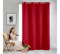 GAIFNAG Rideau Thermique Isolant Anti Froid 140 x 200 cm 100% Polyester/Décoration/Anti Bruit/Lavable Rideau Occultant - Rideaux Isolation Thermique pour Porte Fenetre Dressing Salon, Rouge