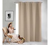 GAIFNAG Rideau Vitrage Occultant 200 x 240 cm Opaque à Oeillets Isolation Lumiere Anti UV Decoration Doux Rideaux Obscurcissants pour Mariage de Noël Chambre, Kaki
