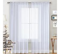 GAIFNAG Rideau Voilage Blanc 80 x 140 cm Décoration de Fenêtre/Lavable Anti Chaleur/Froid Rideau Chambre pour Chambre Fenêtre Salon Coucher, Blanc