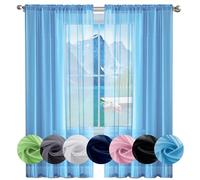 GAIFNAG Rideaux Balcon Fenêtre Cuisine 60 x 140 cm Isolation Lumiere Anti UV Decoration Rideau Occultant Thermiques pour Chambre Fenêtre Salon Coucher, Bleu Ciel