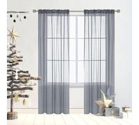 GAIFNAG Rideaux Balcon Fenêtre Cuisine 80 x 220 cm Décoration de Fenêtre/Lavable Rideaux et Draperies Intérieurs à Oeillets pour Mariage de Noël Chambre, Gris Clair