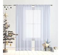 GAIFNAG Rideaux Balcon Fenêtre Cuisine 90 x 110 cm 100% Polyester/Transparent Intérieurs Rideau Occultant Blanc de Cuisine pour Mariage de Noël Chambre, Blanc