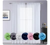 GAIFNAG Rideaux Balcon Fenêtre Cuisine 90 x 130 cm 100% Polyester/Transparent Intérieurs Rideaux Opaque, Rideau Occultant pour Chambre Fenêtre Salon Coucher, Blanc