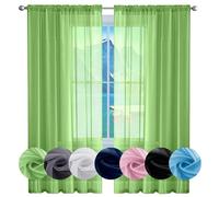 GAIFNAG Rideaux Balcon Fenêtre Cuisine 90 x 160 cm 100% Polyester/Transparent Intérieurs Rideaux Opaque, Rideau Occultant pour Porte Fenetre Dressing Salon, Vert Tendre