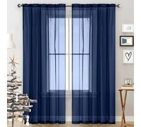 GAIFNAG Rideaux de Porte Chenille 160 x 240 cm 100% Polyester/Transparent Intérieurs Translucide avec Oeillets Rideaux Modernes pour Chambre Fenêtre Salon Coucher, Bleu Foncé