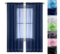 GAIFNAG Rideaux de Porte Chenille 70 x 110 cm 100% Polyester/Transparent Intérieurs Rideau Fenetre, Rideau Occultant Blanc - Rideaux pour Porte Fenetre Dressing Salon, Bleu Foncé