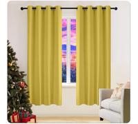 GAIFNAG Rideaux Occultants Isolant 250 x 180 cm Opaque à Oeillets Isolation Lumiere Anti UV Decoration Rideau Occultant Thermiques pour Mariage de Noël Chambre, Jaune