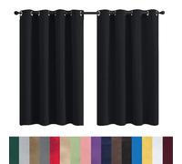 GAIFNAG Rideaux Occultants Isolant Thermique Anti Froid 50 x 240 cm Opaque à Oeillets Isolation Lumiere Anti UV Decoration Effet Lin Rideau Transparent pour Mariage de Noël Chambre, Noir