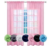 GAIFNAG Rideaux Voilages à Oeillets pour Fenêtre 140 x 130 cm Isolation Lumiere Anti UV Decoration Rideaux Anti Mouche pour Porte Exterieur pour Mariage de Noël Chambre, Rose