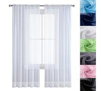 GAIFNAG Rideaux Voilages à Oeillets pour Fenêtre 60 x 170 cm 100% Polyester/Transparent Intérieurs Rideaux et Draperies Intérieurs Décoratif pour Chambre Fenêtre Salon Coucher, Blanc