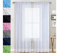 GAIFNAG Rideaux Voilages à Oeillets pour Fenêtre 90 x 90 cm Décoration de Fenêtre/Lavable Rideaux et Draperies Intérieurs Décoratif pour Porte Fenetre Dressing Salon, Blanc