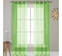 GAIFNAG Voilage Rideau - Rideau Blanc 250 x 180 cm Isolation Lumiere Anti UV Decoration Voilage à Oeillets, Lin Rideau Thermique Isolant pour Chambre Fenêtre Salon Coucher, Vert