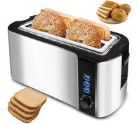 Gain de Grille-pain À la Fente Longue, Boulanger du Pain Commercial, Boîtier À Double Mur, 6 Paramètres de Toast, Fonction D'annulation de Dégivrage de Réchauffage, Support de Réchauffement Intégré