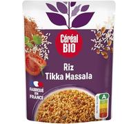 Gain de temps assuré avec le plat complet Tikka Massala CEREAL BIO, riz et soja aux épices, source de protéines, format pouch de 220g - Lot de 3