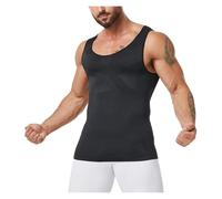 Gainant Maillot De Corps Chemise sans Couture de Compression de Shaper de Corps des Hommes de réservoir de Shaper for Le contrôle de Ventre(Black,XL)