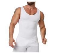 Gainant Maillot De Corps Chemise sans Couture de Compression de Shaper de Corps des Hommes de réservoir de Shaper for Le contrôle de Ventre(White,XL)