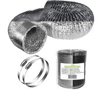 Gaine Alu 100 125 150 mm Flexible - 3 mètres avec 2 Colliers de Serrage - Conduit de Ventilation VMC Aluminium