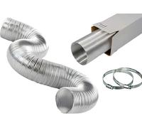 Gaine Alu semi rigide 80 100 125 150 mm / -30°C à +200°C/Air chaud pour Poele, Cheminée, Chauffage, Clim, Seche linge, Hotte de cuisine - 2 colliers de serrage offerts