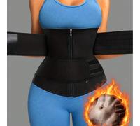 Gaine amincissante pour femme - Gaine abdominale complète Compression abdominale et modelage abdominal Enveloppement abdominal et ceinture de sudation efficaces, double ceinture de sudation pour femme