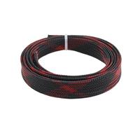 Gaine Cable 10M 2 4 6 8 10 12mm Braided Cable Sleeve Expandable Tight Insulated Line Protection Wire Wrap Sheath(Black Red Cross,4mm)