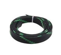 Gaine Cable 10M 2 4 6 8 10 12mm Braided Cable Sleeve Expandable Tight Insulated Line Protection Wire Wrap Sheath(Black Green,8mm)