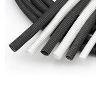 Gaine Cable Ajustable,Cache Cable Manchon tressé en Fiber de Verre, 1/2M, ID 1mm ~ 10 Mm, Haute température 600 degrés C, Tube Chimique, Gaine câble(White,DIA 2.5MM_1 Meter)