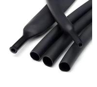 Gaine Cable Ajustable,Cache Cable Tube thermorétractable de 10/100 mètres, diamètre 2.4-6.4mm, 3:1, Manchon câble Thermique en polyoléfine isolé Noir/Rouge(Black,6.4MM_100M)